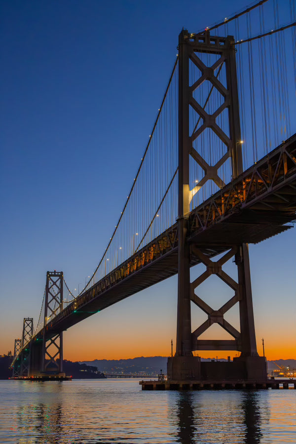 Bay Bridge pictured during Sun Rise Framed Print