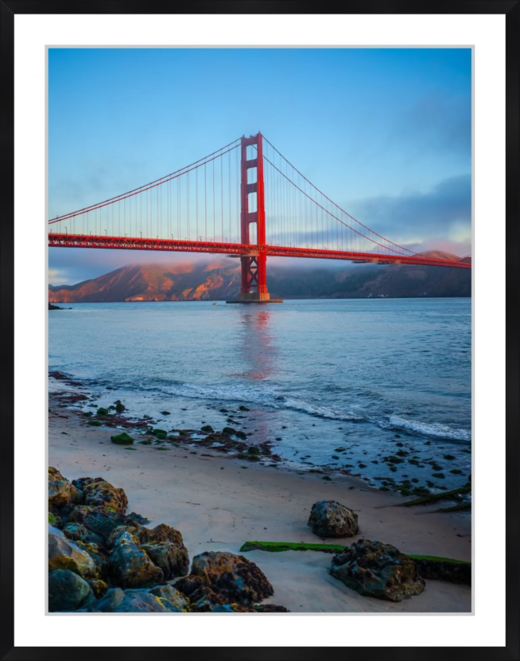 Quadro Golden Gate Bridge - Ponte Baia di San Francisco - USA America - California Moderno su Tela Canvas - con Cornice - 30x40cm - Stile Moderno Bianco - (cod.5444 Quadro Golden Gate Bridge - Ponte Baia di San Francisco - USA America - California Moderno su Tela Canvas - con Cornice - 30x40cm - Stile Moderno Bianco - (cod.5444