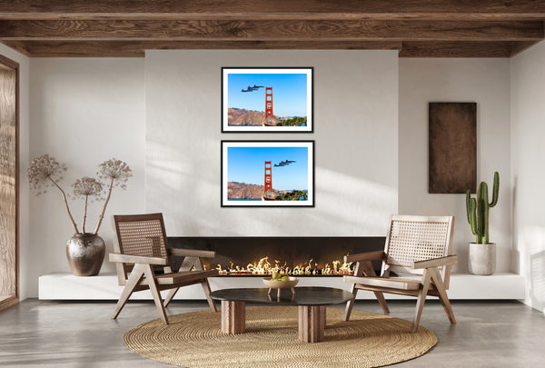 Set of The Blue Angels flying past the Golden Gate Bridge (Horizontal)