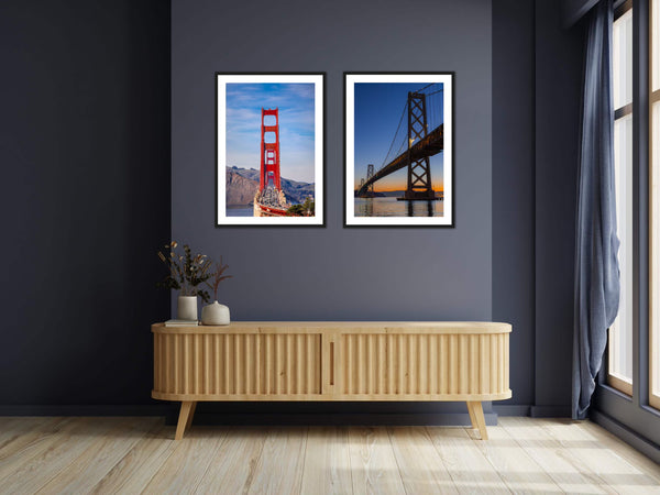 Bay Bridge pictured during Sun Rise Framed Print