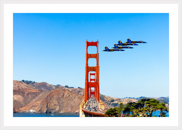 Set of The Blue Angels flying past the Golden Gate Bridge (Horizontal)