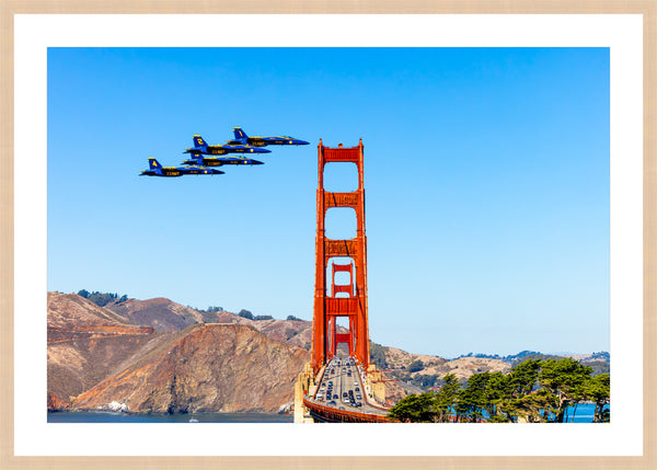 Set of The Blue Angels flying past the Golden Gate Bridge (Horizontal)