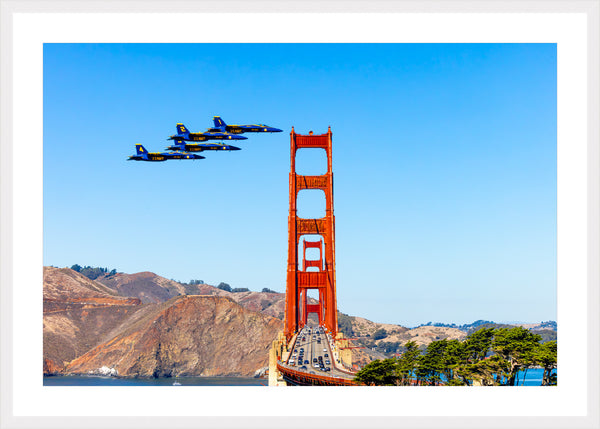 Set of The Blue Angels flying past the Golden Gate Bridge (Horizontal)