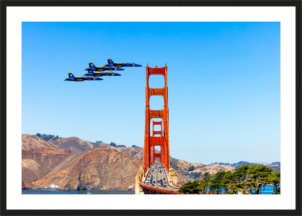 Set of The Blue Angels flying past the Golden Gate Bridge (Horizontal)