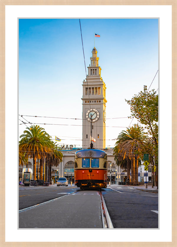 San Francisco Ferry Building with the F Train Framed Print