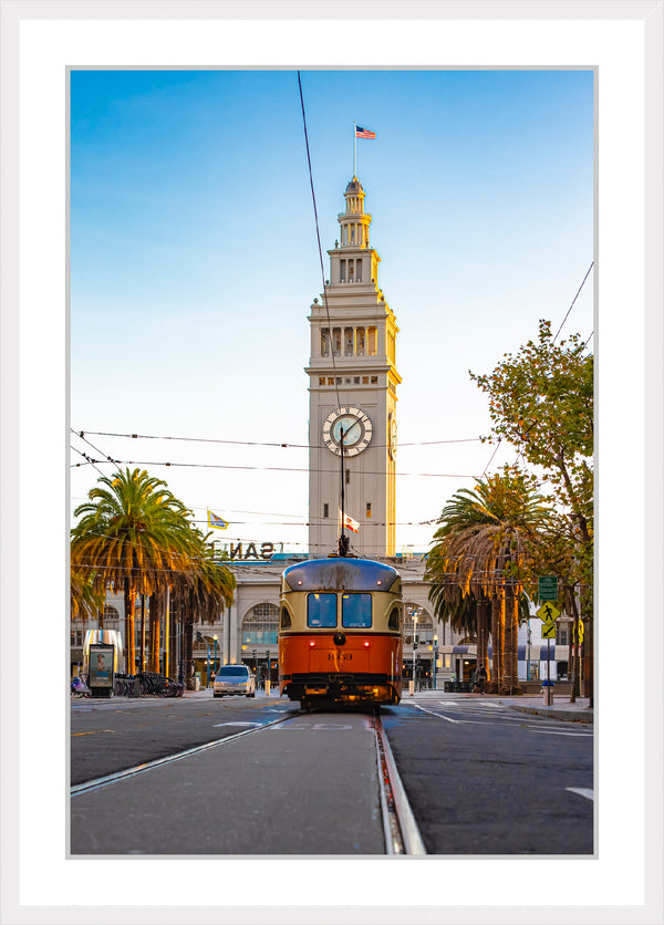 San Francisco Ferry Building with the F Train Framed Wall Art