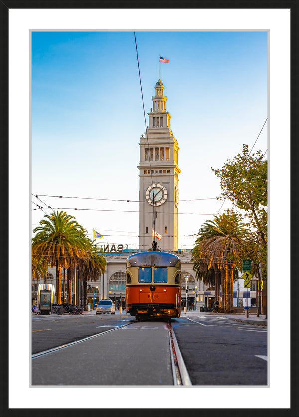 San Francisco Ferry Building with the F Train Framed Wall Art